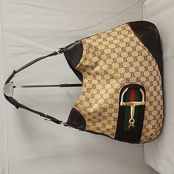 GUCCI GG Canvas Horsebit Hasler Hobo Bag - Picture 2 of 15